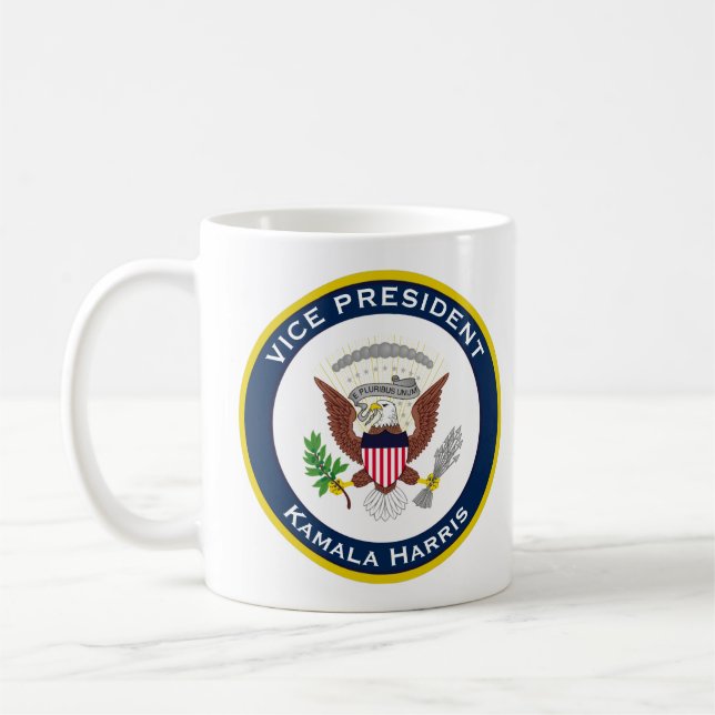 Taza De Café Seal VP Kamala Harris Retrato Café Mug (Izquierda)