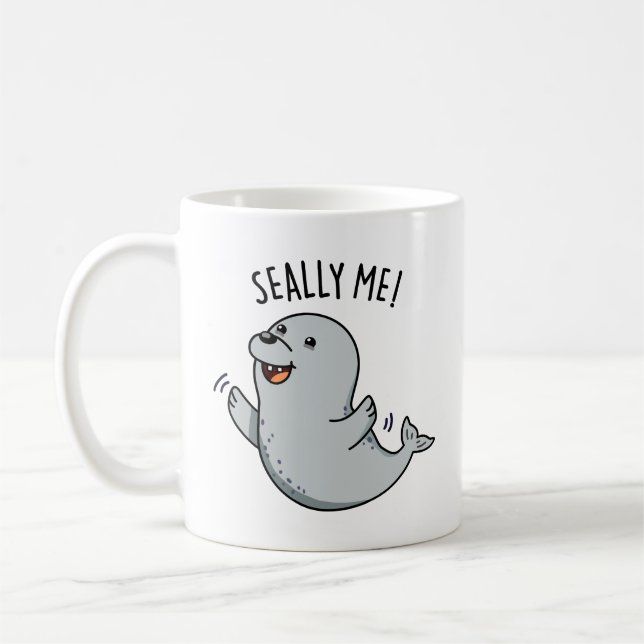 Taza De Café Seally Me Funny Seal Pun (Izquierda)