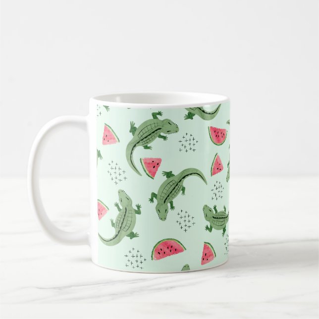 Taza De Café Seamless crocodile pattern with watermelon slices. (Izquierda)