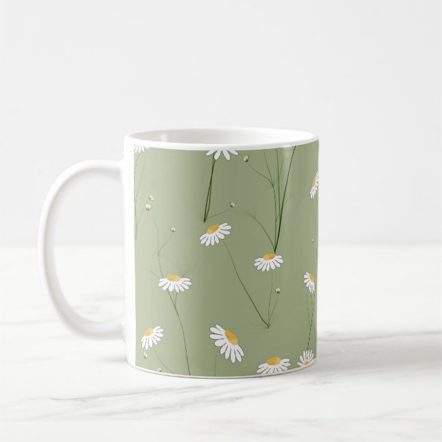 Taza De Café Seamless floral pattern background with cosmos flo (Izquierda)