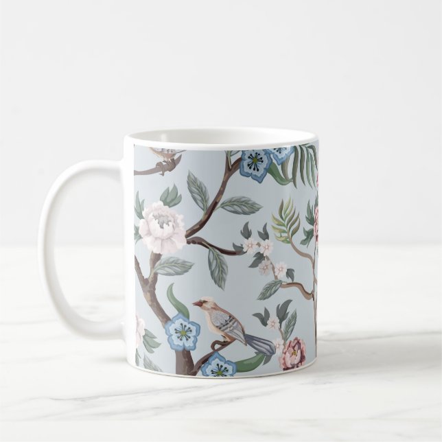 Taza De Café Seamless pattern in chinoiserie style with peonies (Izquierda)