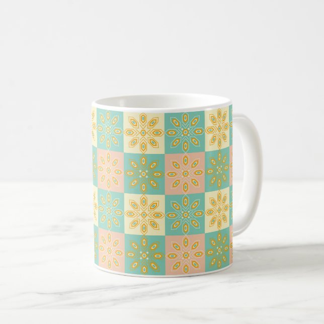 Taza De Café Seamless pattern with geometric floral motifs (Anverso derecho)