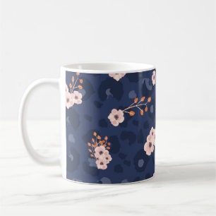 Taza De Café Seamless pattern with leopard skin and pink small
