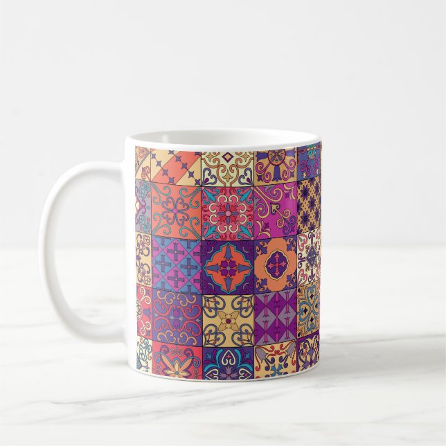 Taza De Café Seamless pattern with portuguese tiles in talavera (Izquierda)