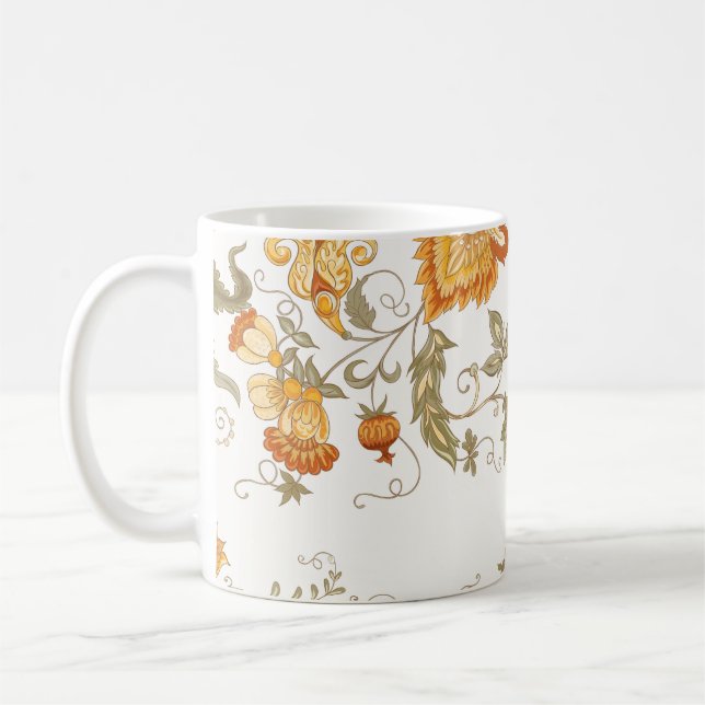 Taza De Café Seamless pattern with stylized ornamental flowers  (Izquierda)