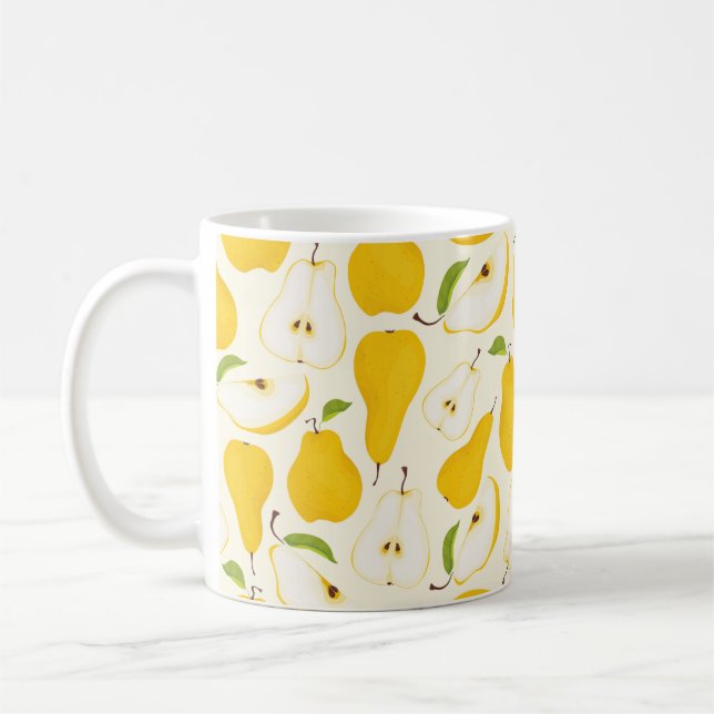 Taza De Café Seamless pear pattern. Different pears whole fruit (Izquierda)