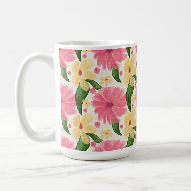 Taza De Café Seamless tropical floral pattern  (Izquierda)