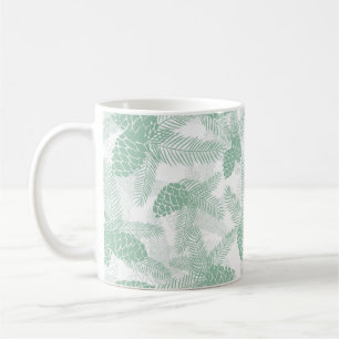 Taza De Café Seamless winter Christmas green pine cones tree pa