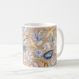 Taza De Café Seashell Beach Burlap Café Tea