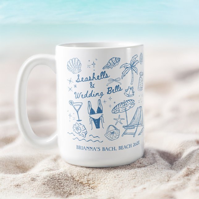 Taza De Café Seashells wedding bells bridesmaids gifts custom (Seashells wedding bells beach seaside bachelorette party bridesmaids gifts custom coffee mug)