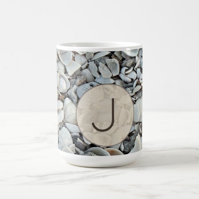 Taza De Café Seaside Shells Initial Mug Art (Centro)