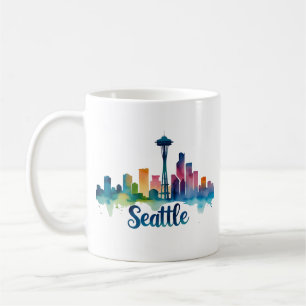 Taza De Café Seattle City acuarela Skyline Mug