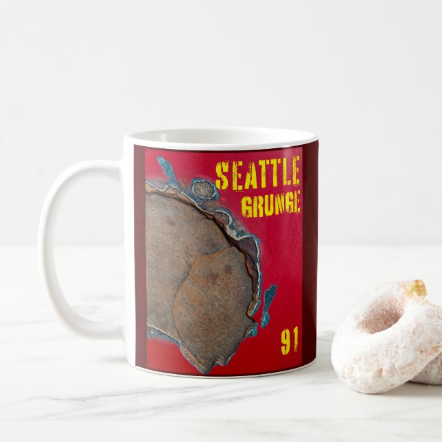 Taza De Café Seattle Grunge Music 1991 (Con donut)