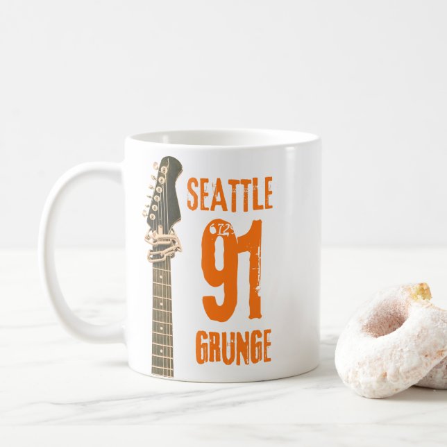Taza De Café Seattle Grunge Music 1991 (Con donut)