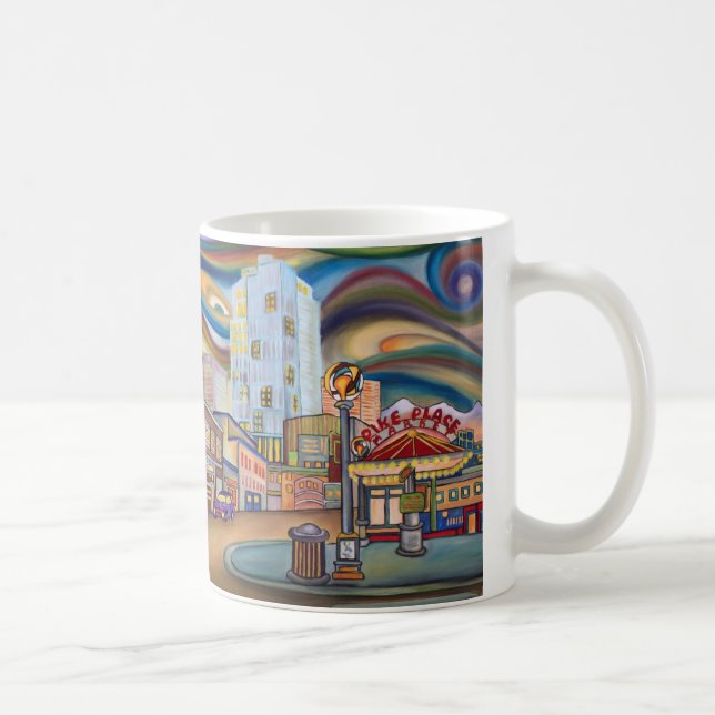 Taza De Café Seattle. Mercado de Pike en la noche (Derecha)