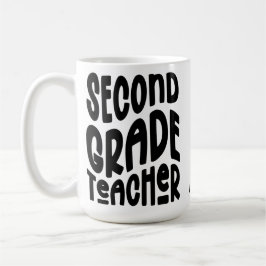 Taza De Café Second Grade Teacher Black Typography Design