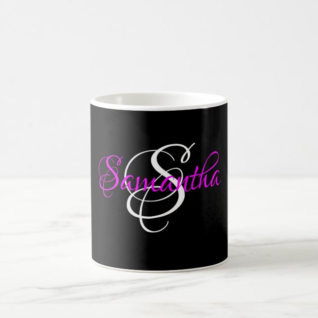 Taza De Café Secuencia de comandos Fancy Personalizada Magenta  (Centro)