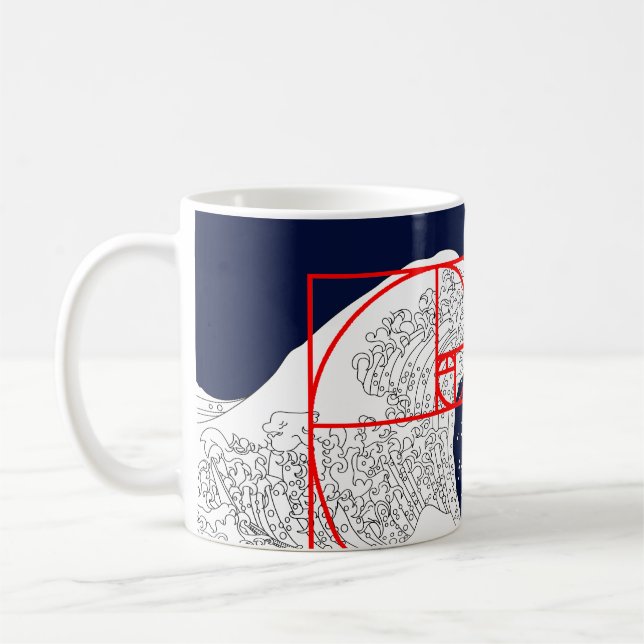 Taza De Café Secuencia Fibonacci y la gran ola (Izquierda)