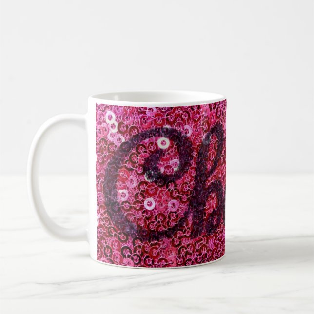 Taza De Café Secuencias De Faux Rosadas Saludan El Café Mug (Izquierda)