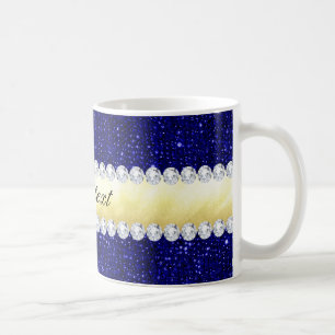 Taza De Café Secuencias de la marina personalizada, oro, diaman