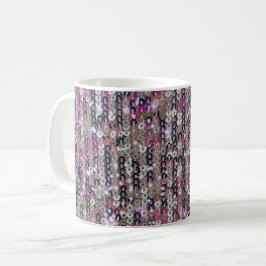 Taza De Café Secuencias de plata rosa | patrón de brillo