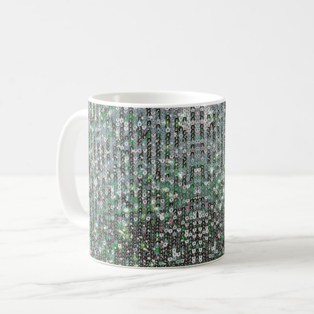 Taza De Café Secuencias de purpurinas esmeraldas verdes (Anverso izquierdo)