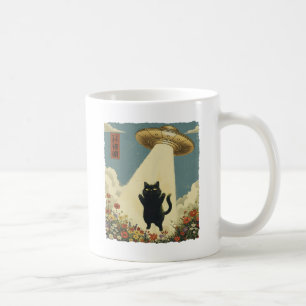 Taza De Café Secuestro de gato negro al estilo japonés vintage