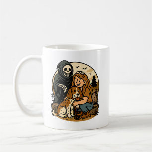 Taza De Café Segador Siniestro con Arte de Esqueleto de Niña y 