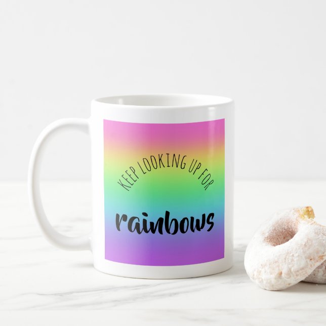 Taza De Café Seguir buscando arcoiris (Con donut)