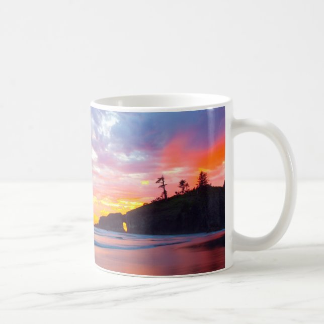 Taza De Café Segunda playa al atardecer, Washington (Derecha)