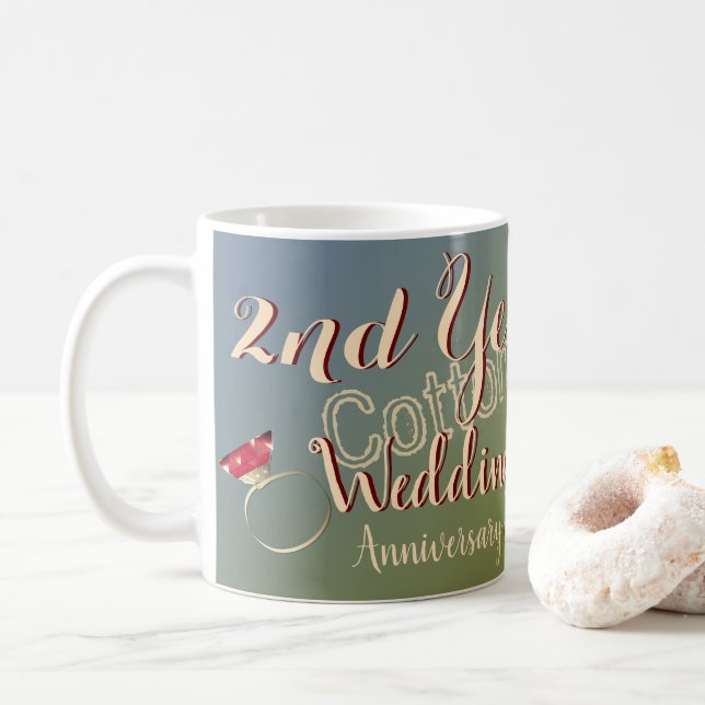 Taza De Café Segundo aniversario Boda Lily del Valle (Con donut)