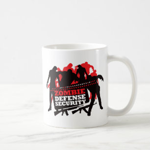 Taza De Café Seguridad de la defensa del zombi - negro y rojo