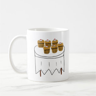 Taza De Café Seis Cupcakes De Cereza Dibujados A Mano Postre