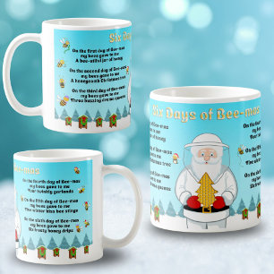 Taza De Café Seis Días de Bee-Mas Feliz Navidad a un Increíble 