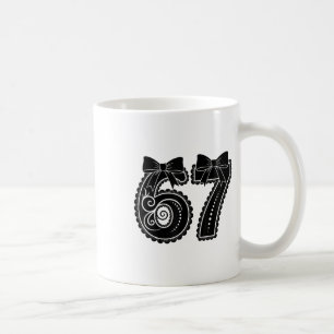 Taza De Café Seis Siete 67 Meme Número 67 Coquette Lazo Mujeres