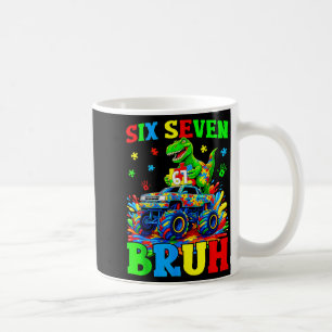 Taza De Café Seis Siete Bruh Dinosaurio Camión Monstruo Autismo