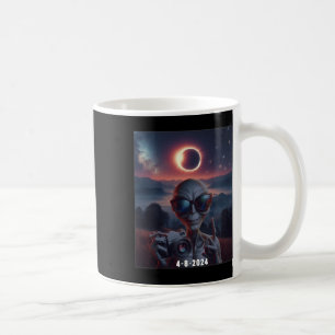 Taza De Café Selfie Con Eclipse Solar 2024 Con Gles Retro