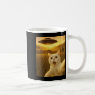 Taza De Café Selfie De Gato Con Alien Ufo Graciosos Regalos De