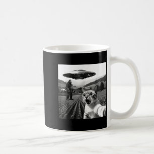 Taza De Café Selfie de gato con alienígena ovni divertido gato