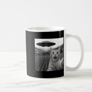 Taza De Café Selfie de gato con ovni alienígena divertido para 