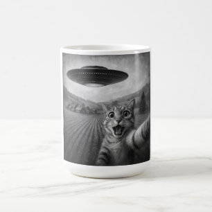 Taza De Café Selfie de gato con regalos raros de gato de OVNI