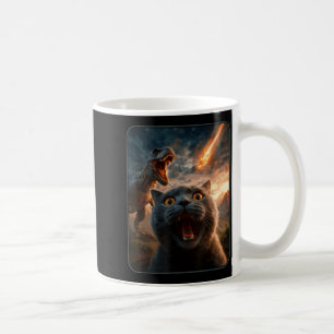 Taza De Café Selfie de gato con T-rex dinosaurio divertido gato