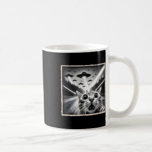 Taza De Café Selfie De Gato Con Ufo _ Gracioso Alien Y amp; Gat