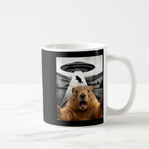 Taza De Café Selfie de marmota con humor de ovni alienígena hom