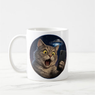 Taza De Café Selfie de OVNI Cat