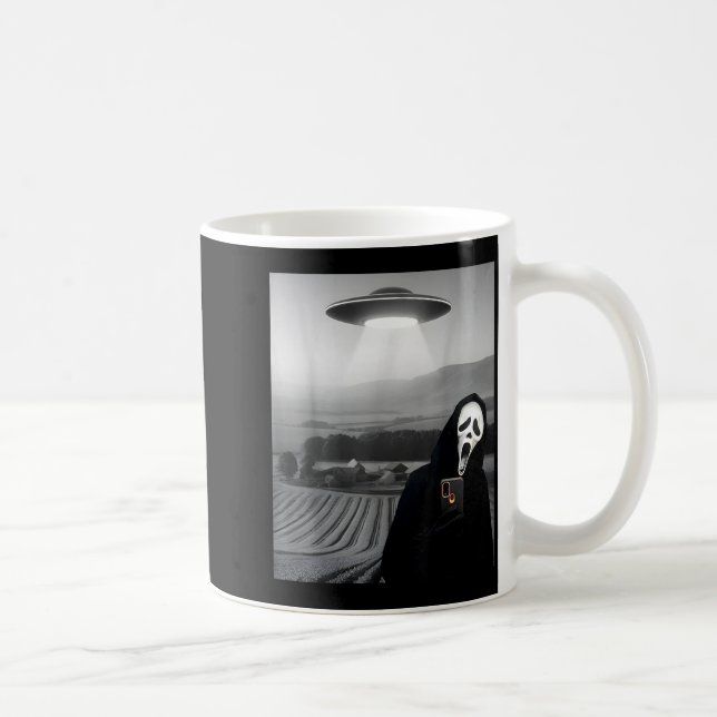Taza De Café Selfie de terror con rostro lindo de fantasma con  (Derecha)