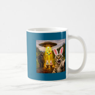Taza De Café Selfie divertida de gato del día de Pascua con due