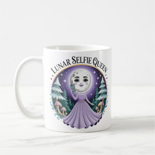 Taza De Café Selfie lunar bosque mágico celestial