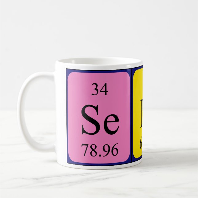 Taza De Café Selina mug. de nombre de tabla periódica (Izquierda)