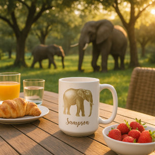 Taza De Café Sellado de oro del Elefante Regal
